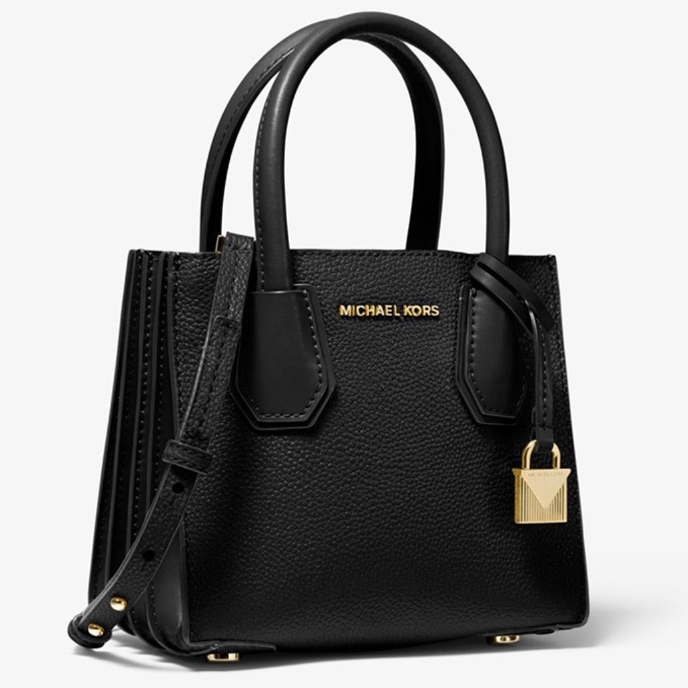MICHAEL Michael Kors Black Mercer Leather Mini Gold